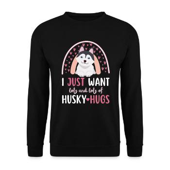 Sweet Husky Lover Kawaii - Unisex Sweatshirt - black - Front - Alina (178cm) & Michal (187cm)
