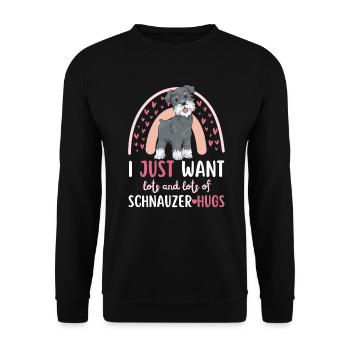 Süßer Schnauzer Hund Liebhaber Kawaii - Unisex Pullover - Schwarz - Vorne - Alina (178cm) & Michal (187cm)