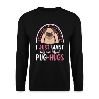 Süßer Mops Liebhaber Kawaii - Unisex Pullover - Schwarz - Vorne - Alina (178cm) & Michal (187cm)