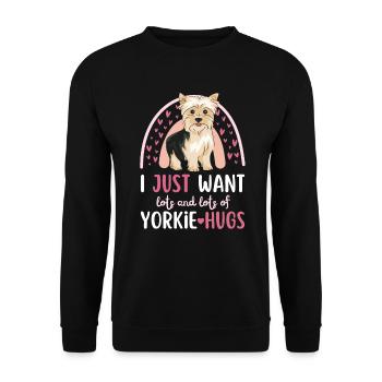Süßer Yorkshire Terrier Liebhaber Kawaii - Unisex Pullover - Schwarz - Vorne - Alina (178cm) & Michal (187cm)