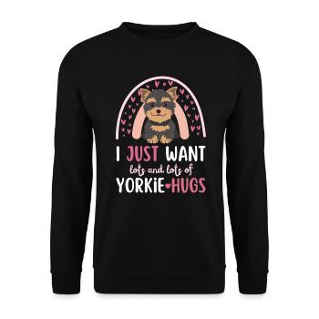 Süßer Yorkshire Terrier Liebhaber Kawaii - Unisex Pullover - Schwarz - Vorne - Alina (178cm) & Michal (187cm)