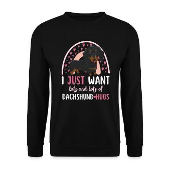 Süßer Dackel Liebhaber Kawaii - Unisex Pullover - Schwarz - Vorne - Alina (178cm) & Michal (187cm)