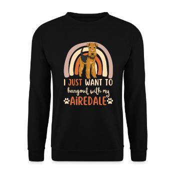 Sweet Airedale Terrier Lover Kawaii - Unisex Sweatshirt - black - Front - Alina (178cm) & Michal (187cm)