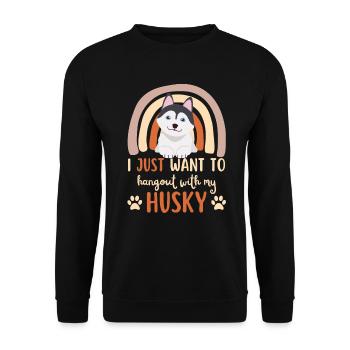 Sweet Husky Lover Kawaii - Unisex Sweatshirt - black - Front - Alina (178cm) & Michal (187cm)