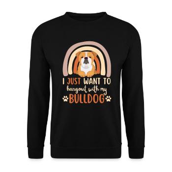 Cute English Bulldog Lovers Kawaii - Unisex Sweatshirt - black - Front - Alina (178cm) & Michal (187cm)