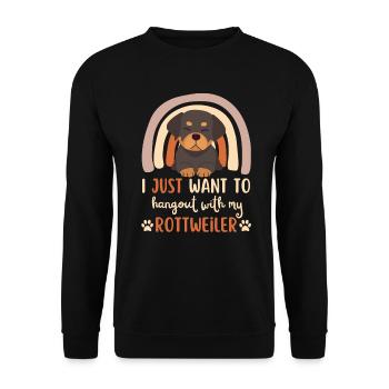 Süßer Rottweiler Liebhaber Kawaii - Unisex Pullover - Schwarz - Vorne - Alina (178cm) & Michal (187cm)