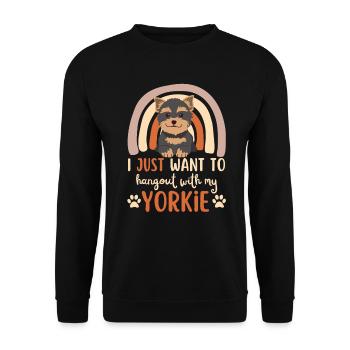 Süßer Yorkshire Terrier Liebhaber Kawaii - Unisex Pullover - Schwarz - Vorne - Alina (178cm) & Michal (187cm)