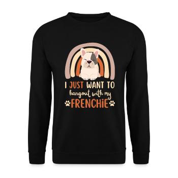 Süße Französische Bulldogge Liebhaber Kawaii - Unisex Pullover - Schwarz - Vorne - Alina (178cm) & Michal (187cm)