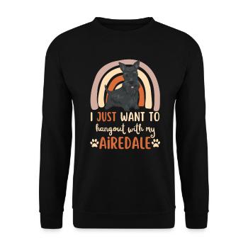 Süßer Airedale Terrier Liebhaber Kawaii - Unisex Pullover - Schwarz - Vorne - Alina (178cm) & Michal (187cm)