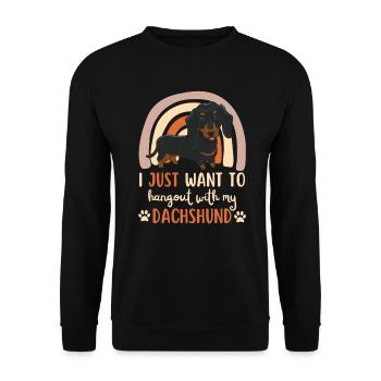 Süßer Dackel Liebhaber Kawaii - Unisex Pullover - Schwarz - Vorne - Alina (178cm) & Michal (187cm)