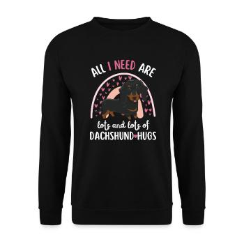 Süßer Dackel Liebhaber Kawaii - Unisex Pullover - Schwarz - Vorne - Alina (178cm) & Michal (187cm)