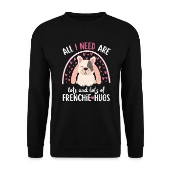 Süße Französische Bulldogge Liebhaber Kawaii - Unisex Pullover - Schwarz - Vorne - Alina (178cm) & Michal (187cm)