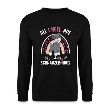 Süßer Schnauzer Hund Liebhaber Kawaii - Unisex Pullover - Schwarz - Vorne - Alina (178cm) & Michal (187cm)