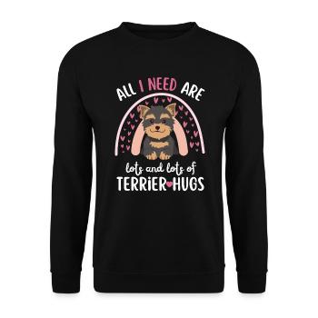 Süßer Yorkshire Terrier Liebhaber Kawaii - Unisex Pullover - Schwarz - Vorne - Alina (178cm) & Michal (187cm)