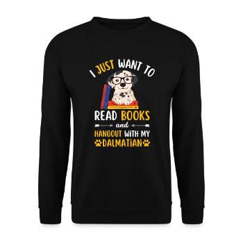 Süßer Dalmatiner Buch Bücher kawaii - Unisex Pullover - Schwarz - Vorne - Alina (178cm) & Michal (187cm)