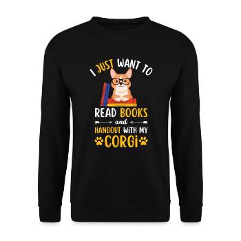 Sweet Welsh Corgi Book Livres kawaii - Sweat-shirt Unisexe - noir - Devant - Alina (178cm) & Michal (187cm)