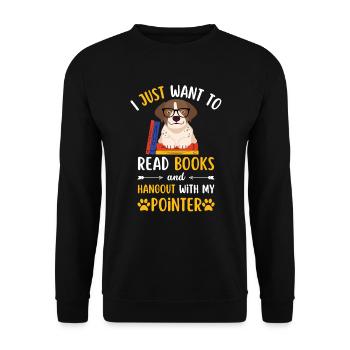 Sweet English Pointer Book Books kawaii - Unisex Sweatshirt - black - Front - Alina (178cm) & Michal (187cm)