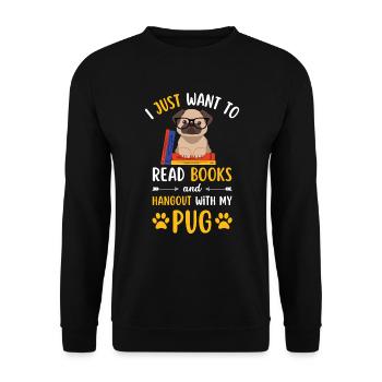 Sweet Pug Book Books kawaii - Unisex Sweatshirt - black - Front - Alina (178cm) & Michal (187cm)