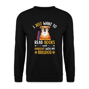 Cute Bulldog Book Books kawaii - Unisex Sweatshirt - black - Front - Alina (178cm) & Michal (187cm)
