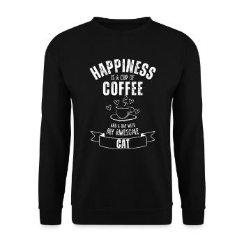 Katze & Kaffee Katze Cafe - Unisex Pullover - Schwarz - Vorne - Alina (178cm) & Michal (187cm)