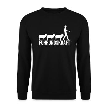 Führungskraft Schafe Bauer Landwirt Humor Lustig - Unisex Pullover - Schwarz - Vorne - Alina (178cm) & Michal (187cm)