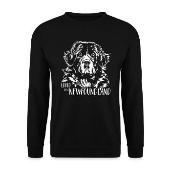 Loved by a Newfoundland Newfoundland dog saying - Unisex Sweatshirt - black - Front - Alina (178cm) & Michal (187cm)