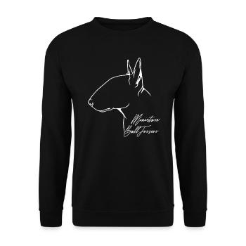 Miniature Bull Terrier Profil Hund Hunde Wilsigns - Unisex Pullover - Schwarz - Vorne - Alina (178cm) & Michal (187cm)