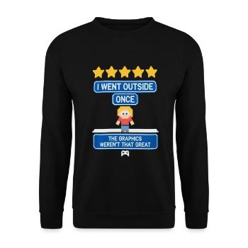 Ich bin einmal nach draußen gegangen – Gamer - Unisex Pullover - Schwarz - Vorne - Alina (178cm) & Michal (187cm)