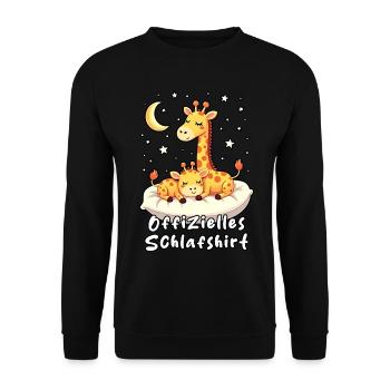 Offizielles Schlafshirt Süße Giraffe im Traumland - Unisex Pullover - Schwarz - Vorne - Alina (178cm) & Michal (187cm)