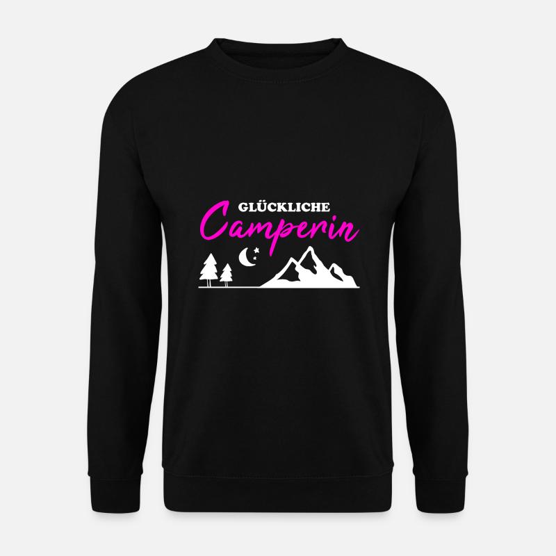 Glückliche Camperin Camping Zelten Wohnmobil - Unisex Pullover - Schwarz