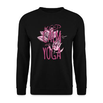 Yoga Bleib ruhig und mach Yoga - Unisex Pullover - Schwarz - Vorne - Alina (178cm) & Michal (187cm)