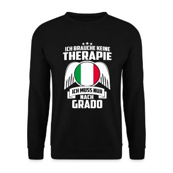 GRADO - KEINE THERAPIE - ITALIEN ITALIA GESCHENK - Unisex Pullover - Schwarz - Vorne - Alina (178cm) & Michal (187cm)