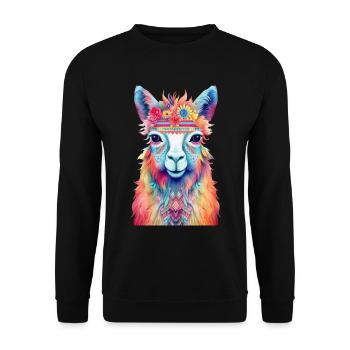 Lama - Unisex Sweatshirt - black - Front - Alina (178cm) & Michal (187cm)