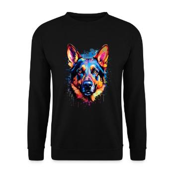Deutscher Schäferhund Colorful - Unisex Pullover - Schwarz - Vorne - Alina (178cm) & Michal (187cm)