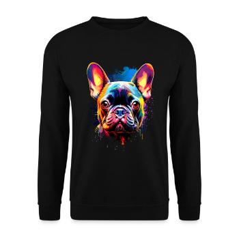 Französische Bulldogge Colorful - Unisex Pullover - Schwarz - Vorne - Alina (178cm) & Michal (187cm)