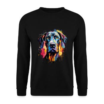 Dogue allemand coloré - Sweat-shirt Unisexe - noir - Devant - Alina (178cm) & Michal (187cm)
