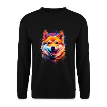 Shiba Inu Colorful - Unisex Pullover - Schwarz - Vorne - Alina (178cm) & Michal (187cm)