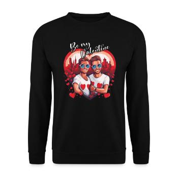 LGBT Gay Valentinstag Idee für Schwule - Unisex Pullover - Schwarz - Vorne - Alina (178cm) & Michal (187cm)
