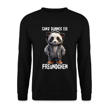 Glace très mince ami panda - Sweat-shirt Unisexe - noir - Devant - Alina (178cm) & Michal (187cm)
