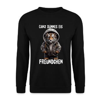 Glace très mince ami tigre - Sweat-shirt Unisexe - noir - Devant - Alina (178cm) & Michal (187cm)
