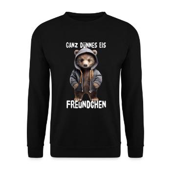 Very Thin Ice Friend Bear - Unisex Sweatshirt - black - Front - Alina (178cm) & Michal (187cm)