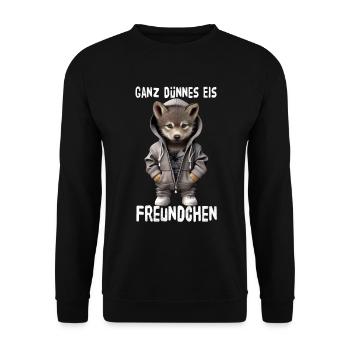 Very Thin Ice Friend Wolf - Unisex Sweatshirt - black - Front - Alina (178cm) & Michal (187cm)