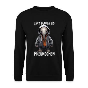 Éléphant ami de glace très mince - Sweat-shirt Unisexe - noir - Devant - Alina (178cm) & Michal (187cm)