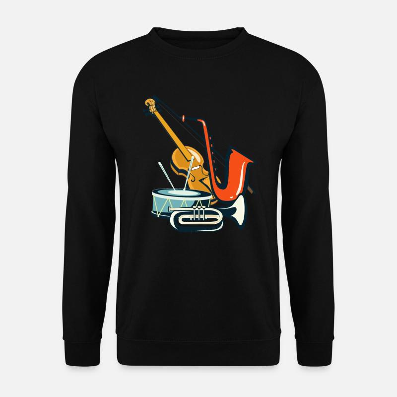 Violine Geschenk Musik Saxophon Trompete Trommel - Unisex Pullover - Schwarz