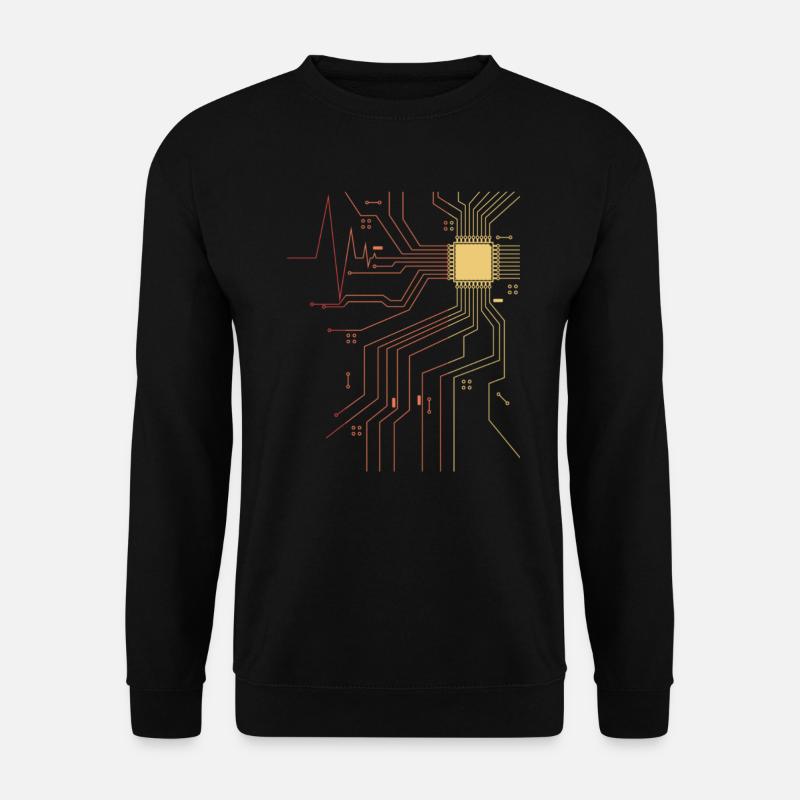 Retro Herzschlag Informatiker Geschenk für Nerds - Unisex Pullover - Schwarz