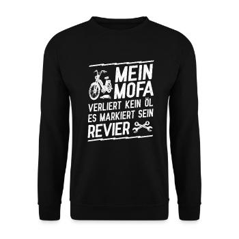 Mofa Moped Mofafahrer Mopedfahrer Mokick - Unisex Pullover - Schwarz - Vorne - Alina (178cm) & Michal (187cm)