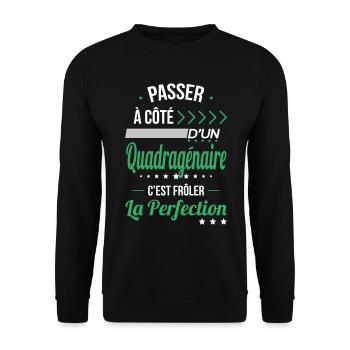 Anniversaire 40 ans - Quadragénaire Perfection - Sweat-shirt Unisexe - noir - Devant - Alina (178cm) & Michal (187cm)