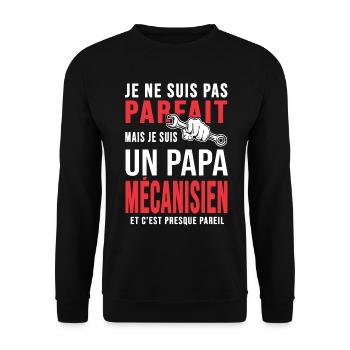 papa mécanisien pas parfait papa mécano mécanique - Sweat-shirt Unisexe - noir - Devant - Alina (178cm) & Michal (187cm)