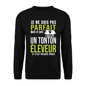 pas parfait tonton oncle éleveur brebis mouton - Sweat-shirt Unisexe - noir - Devant - Alina (178cm) & Michal (187cm)