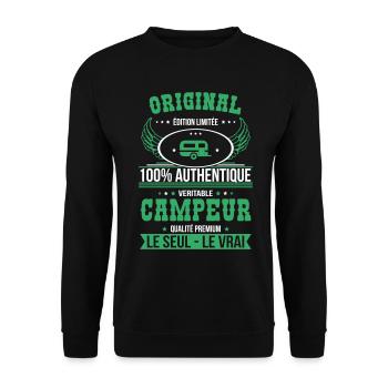 Authentique et véritable campeur - Original - Sweat-shirt Unisexe - noir - Devant - Alina (178cm) & Michal (187cm)
